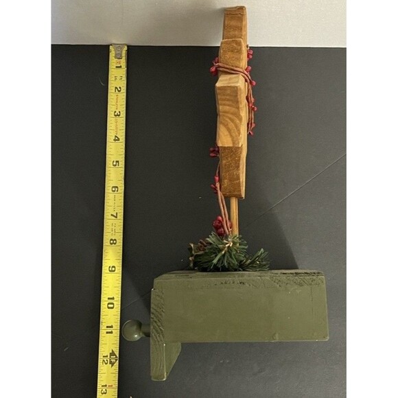 Vintage Set Of 2 Christmas Stocking Holders Farmhouse Cottagecore Wood Handmade - Picture 5 of 5